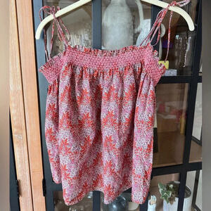 J. CREW x Liberty London Blouse top tank bows tie straps smocked floral print